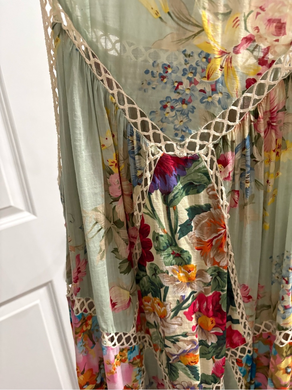 Zimmermann Frangipani Floral Patchwork Crocher Splice Maxi Dress sz 1 Rare - Picture 4 of 5